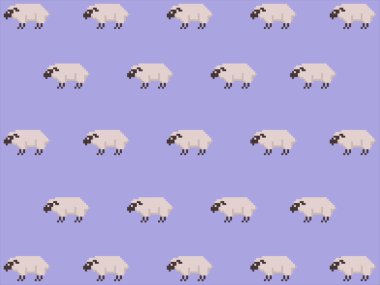 Sanat çizimi arka plan pikseli karakter simgesi tasarım konsept set koyun hayvan deseni