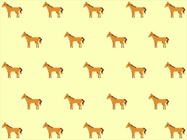 Sanat illüstrasyonu sanat eseri arka plan pikseli karakter simgesi tasarım modeli at hayvanı seti