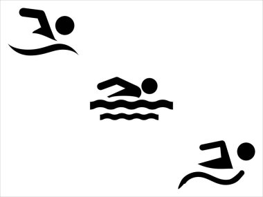 Sanat illüstrasyon spor simgesi logo tasarımı konsept vektör silueti logotet yalıtılmış yüzme ögesi kümesi