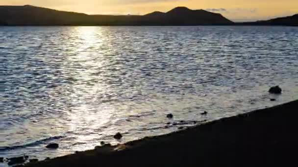 Vulkanisch landschap van IJsland, Prachtige abstracte zonsondergang, Scandinavische Amazing Nature — Stockvideo