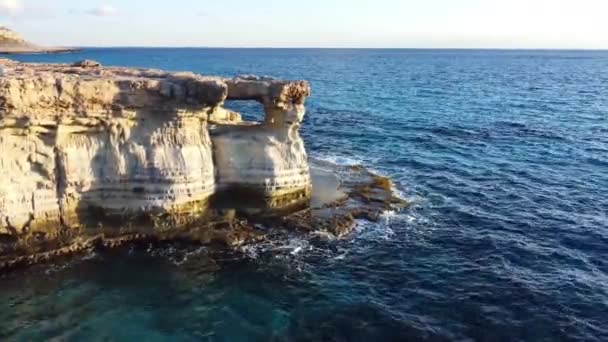 Mořská Jeskyně Mysu Grekocapo Greco Ayia Napa Protaras Kypru Středozemní — Stock video