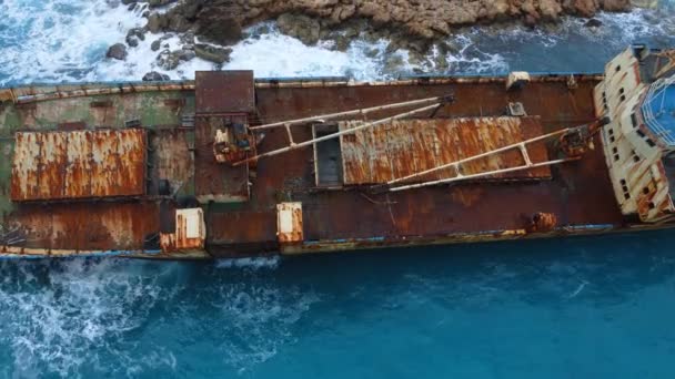 Ναυάγιο Βυθισμένο Πλοίο Στη Θάλασσα Τον Ωκεανό Περιβαλλοντική Καταστροφή Παλιά — Αρχείο Βίντεο