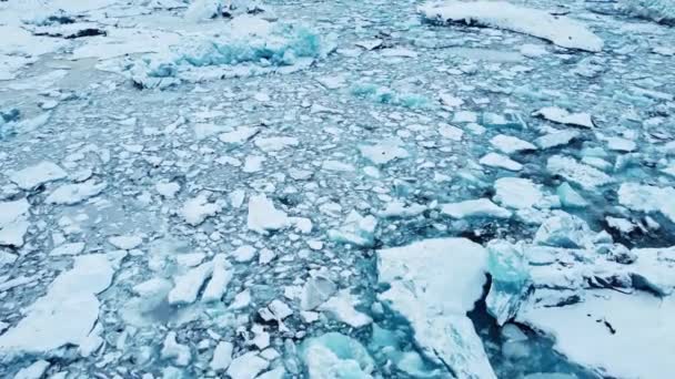 Айсберги Таяния Ледника Лагуне Джоколсарлон Исландии Ледяной Ландшафт Арктики Объекте — стоковое видео