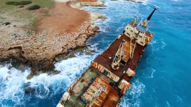 Vrak Lodi Potopená Loď Moři Nebo Oceánu Koncepce Ekologické Katastrofy — Stock video