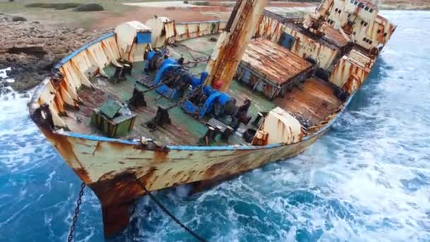 Naufragio Naufragio Hundido Mar Océano Concepto Desastre Ambiental Antiguo Barco — Vídeos de Stock
