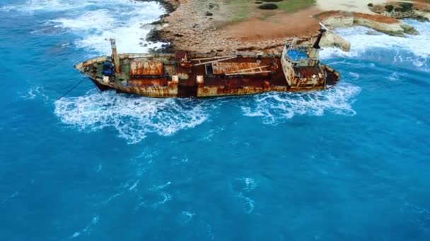 Naufragio Naufragio Hundido Mar Océano Concepto Desastre Ambiental Antiguo Barco — Vídeo de stock