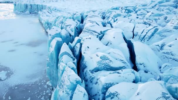 Hermoso Glaciar Islandia Primer Plano Vista Aérea Grandes Bloques Hielo — Vídeo de stock