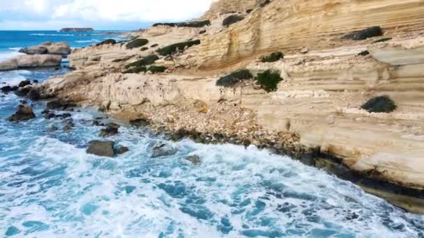 Bella Aerea Vista Dall Alto Paesaggio Onde Acqua Blu Puro — Video Stock