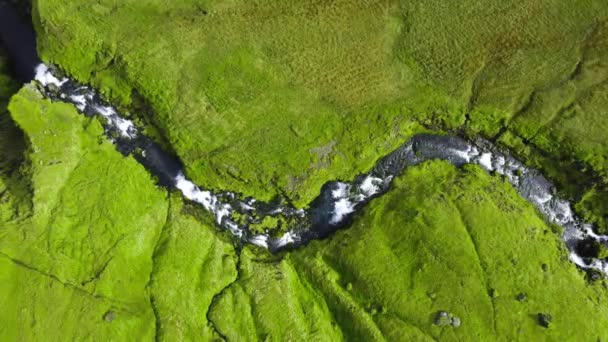 Naturaleza Río Verano Islandia Mágico Paisaje Aéreo Verde Imágenes Alta — Vídeos de Stock