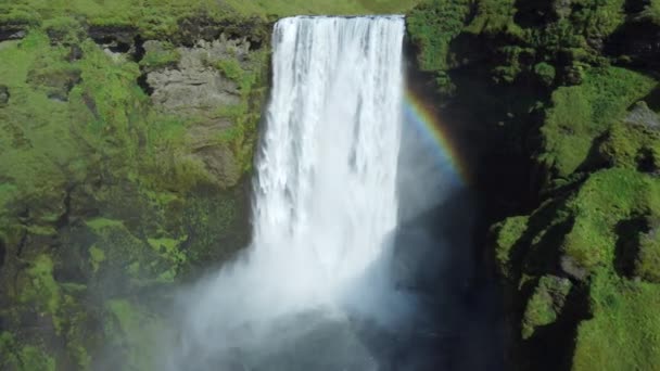 Wodospad Piękna Islandia Lato Sezon Góra Czysta Rzeka Krajobraz Powietrzny — Wideo stockowe