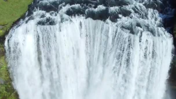 Wodospad Piękna Islandia Lato Sezon Góra Czysta Rzeka Krajobraz Powietrzny — Wideo stockowe