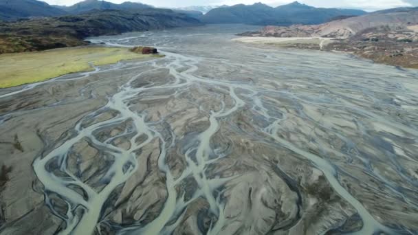 Ghiacciaio Fiume Islanda Modello Acqua Naturale Bellissimo Magico Paesaggio Aereo — Video Stock