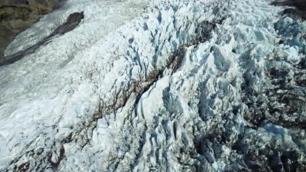 Natuur Vatnajokull Gletsjer Ijsland Witte Sneeuw Blauw Ijs Winterseizoen Luchtfoto — Stockvideo