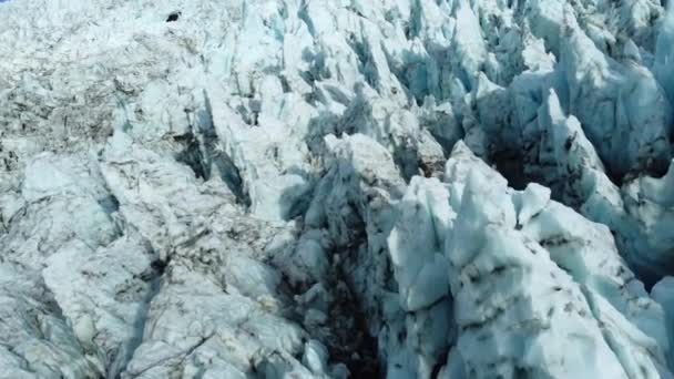 Natuur Vatnajokull Gletsjer Ijsland Witte Sneeuw Blauw Ijs Winterseizoen Luchtfoto — Stockvideo