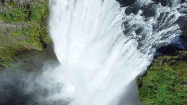 Waterfall Beautiful Iceland Summer Season Mountain Pure River Aerial Landscape — Stock Video