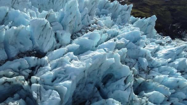 Natuur Vatnajokull Gletsjer Ijsland Witte Sneeuw Blauw Ijs Winterseizoen Luchtfoto — Stockvideo