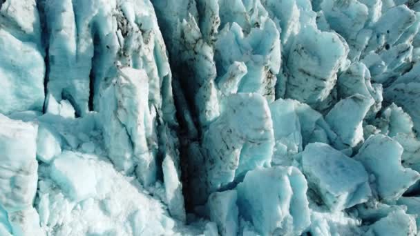 Natuur Vatnajokull Gletsjer Ijsland Witte Sneeuw Blauw Ijs Winterseizoen Luchtfoto — Stockvideo