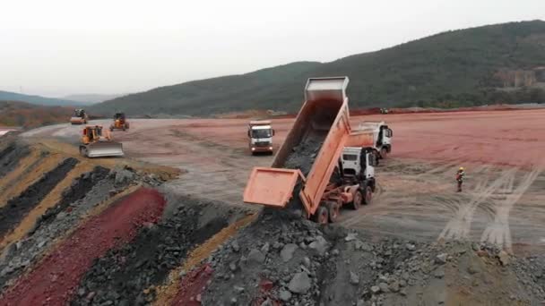 Open Pit Mining Dump Site Aerial Views — Wideo stockowe