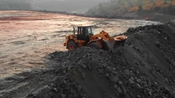 Open Pit Mining Excavation Dump Site Aerial Views — Wideo stockowe