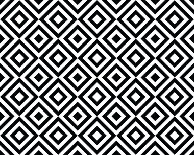 Siyah ve beyaz eşkenar dörtgenler, kusursuz desenler. Tek renkli stil dokusu.