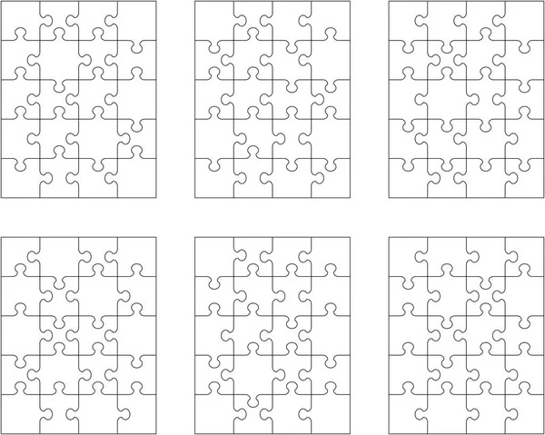 Altı Beyaz Yapboz Ayrı Parçalar — Stok Vektör