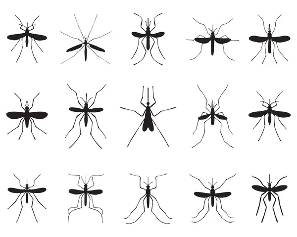 Black Silhouettes Dragonflies White Background — Stock Vector