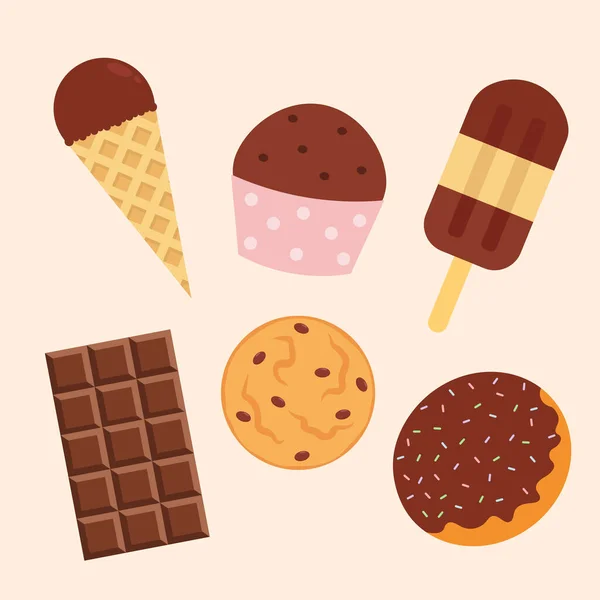 Cute Set Chocolate Sweets — Stock vektor