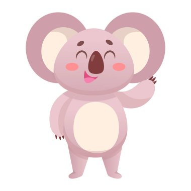 Beyaz arkaplanda izole edilmiş çizgi film tarzında şirin vektör koalası