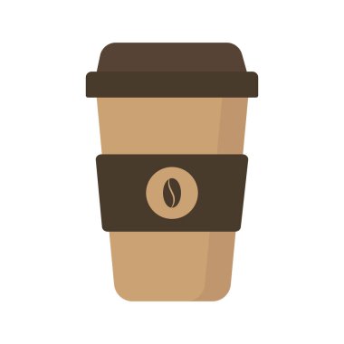 Beyaz arkaplanda izole edilmiş düz biçimdeki kahve fincanı vektör simgesi