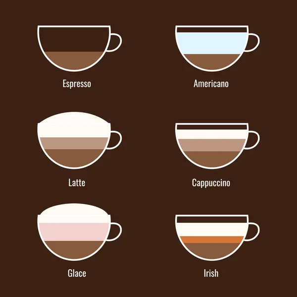 Set of coffee cups isolated on brown background