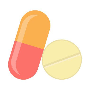 Pills flat icon isolated on white background. Vector illustration.