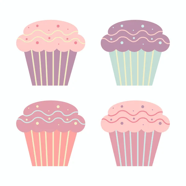 Deliciosa Sobremesa Cupcake Ilustração Vetorial Plana Isolada Sobre Fundo Branco —  Vetores de Stock