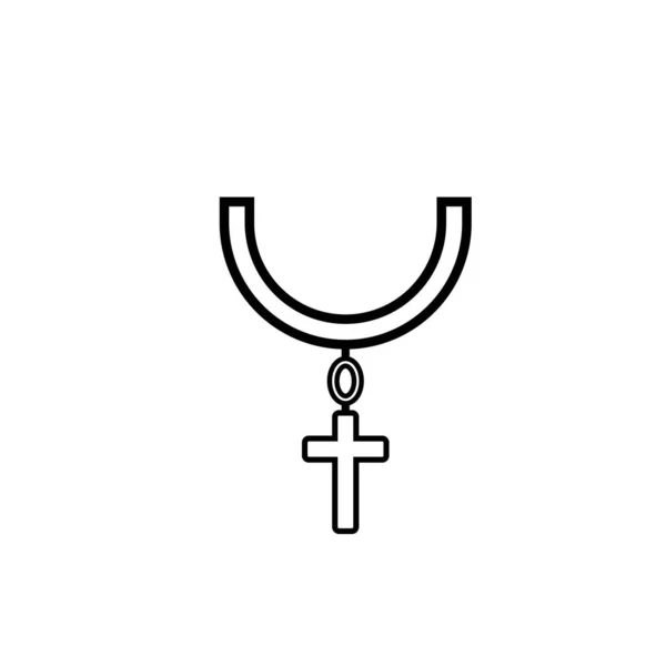 Croce Collana Icona Vettoriale Illustrazione Logo Design — Vettoriale Stock
