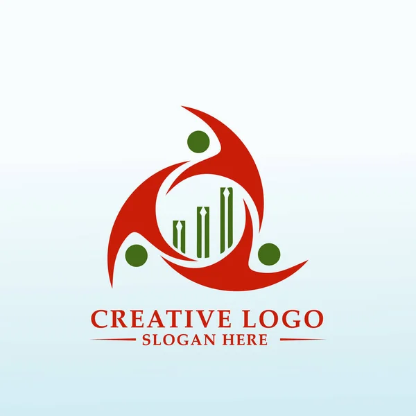 Democratize Financial Knowledge Access Logo Design — Vettoriale Stock