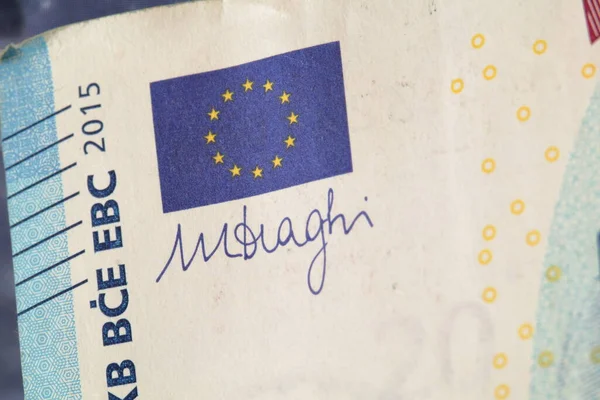 Символ Макро Європейського Союзу Банкноті Євро Високоякісне Фото Прапор Симбол — стокове фото