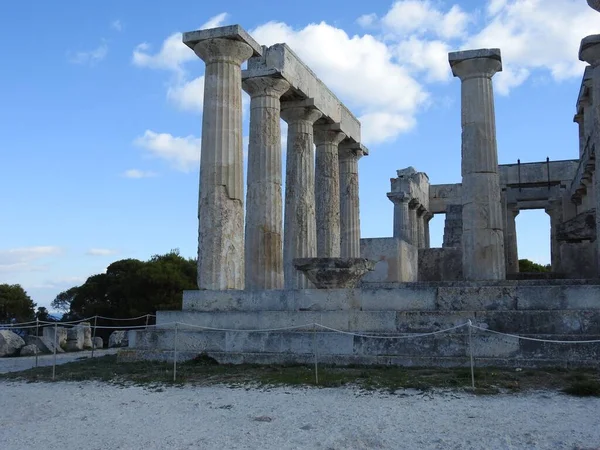 Aphaea Vagy Aphaia Temploma Aegina Szigetén Görögországban Kiváló Minőségű Fénykép — Stock Fotó