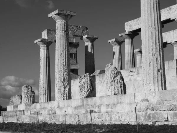 Aegina Adası Yunanistan Daki Aphaea Tapınağı Antik Yunan Mimarisi Yüksek — Stok fotoğraf