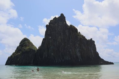 Two Brothers mountain in Fernando de Noronha, in a sunny day. High quality photo. 