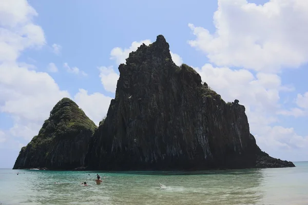 Two Brothers mountain in Fernando de Noronha, in a sunny day. High quality photo. 