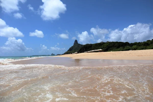Bode Beach Pico Hill Background Archipelago Fernando Noronha Pernambuco Brazil — 스톡 사진