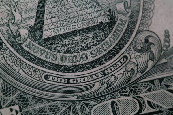 One Dollar Bill Great Seal Pyramid Detail Close High Quality — Stock Photo, Image