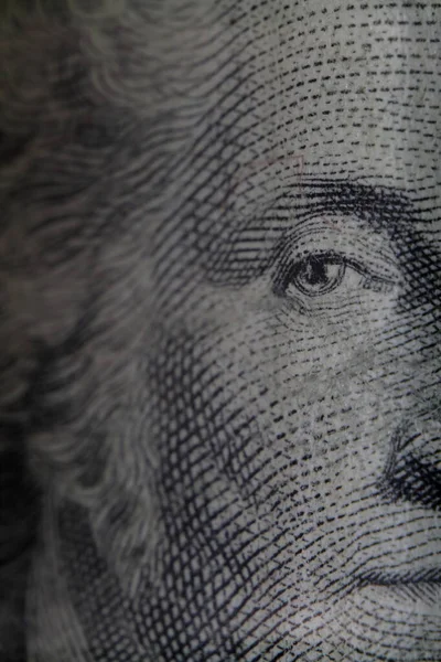Makro Syn George Washington Öga Slitna Smutsiga Amerikanska Dollarsedel Högkvalitativt — Stockfoto