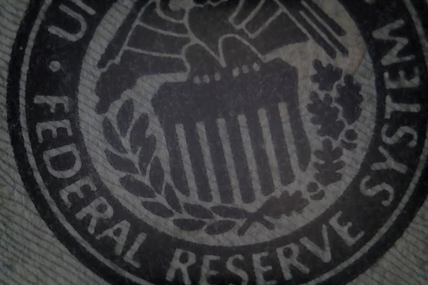 Federal Reserve System Symbol Dollarsedeln Närbild Högkvalitativt Foto — Stockfoto