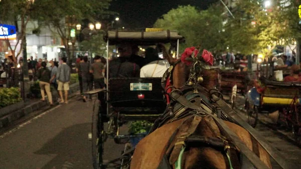 Situationen Malioboro Street Natten Med Gatuförsäljare Och Besökare — Stockfoto