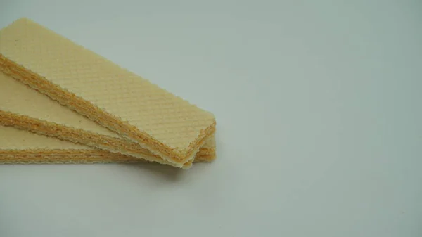 Tasty Wafer Sticks White Background Flat Lay Sweet Food — ストック写真