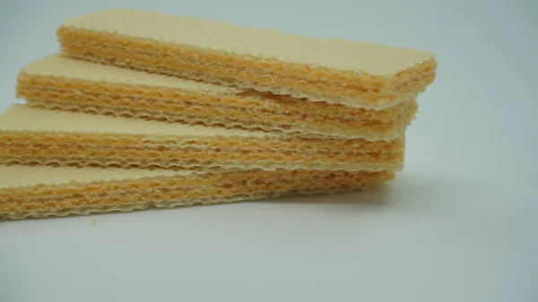 Tasty Wafer Sticks White Background Flat Lay Sweet Food — 스톡 사진