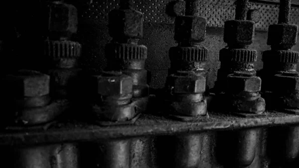 Close Old Rusty Generator Engine Black White Photo — Photo