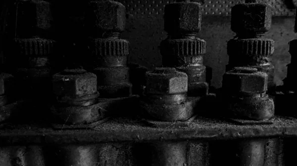 Close Old Rusty Generator Engine Black White Photo — Photo