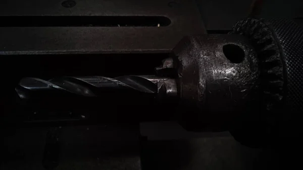 Cnc Τόρνος Μηχανή Στροφή Μηχανής Διάτρησης Μεταλλική Ράβδο Εργαλείο Τρυπάνι — Φωτογραφία Αρχείου