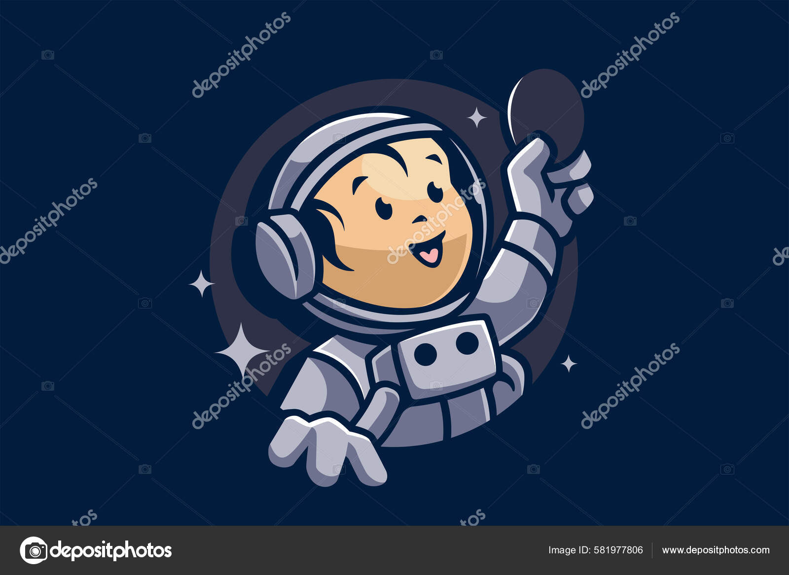 小さな宇宙飛行士の赤ちゃんコインイラスト ストックベクター ©Vectorcafe 581977806